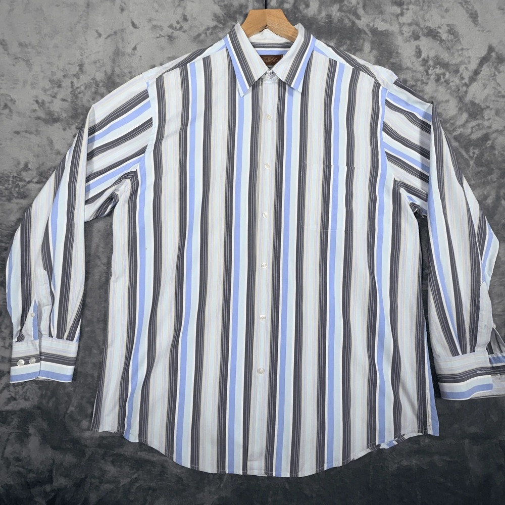 Tasso Elba Mens Button Up Shirt Multicolor Striped Long Sleeve XL Dress Shirt‎